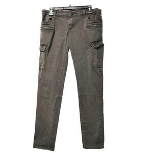 UK2LA Skinny Fit Cargo Jeans Low Rise Slimming Stretch Black Denim Womens Size 9